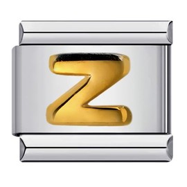 Z Initial Letter Name Alphabet Gold Silver 9mm Italian Charm Compatible With Nomination Bracelet