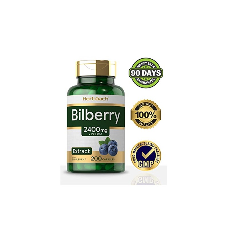 Bilberry Extract Capsules | 2400mg | 200 Count | Vegan