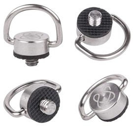 Stainless Steel D Ring 1/4 Screw Adapter for Camera Strap, Tripod Screw Holder Fixing Screw Camera Carabiner Clip for Quick Install Camera Strap, Set of 4