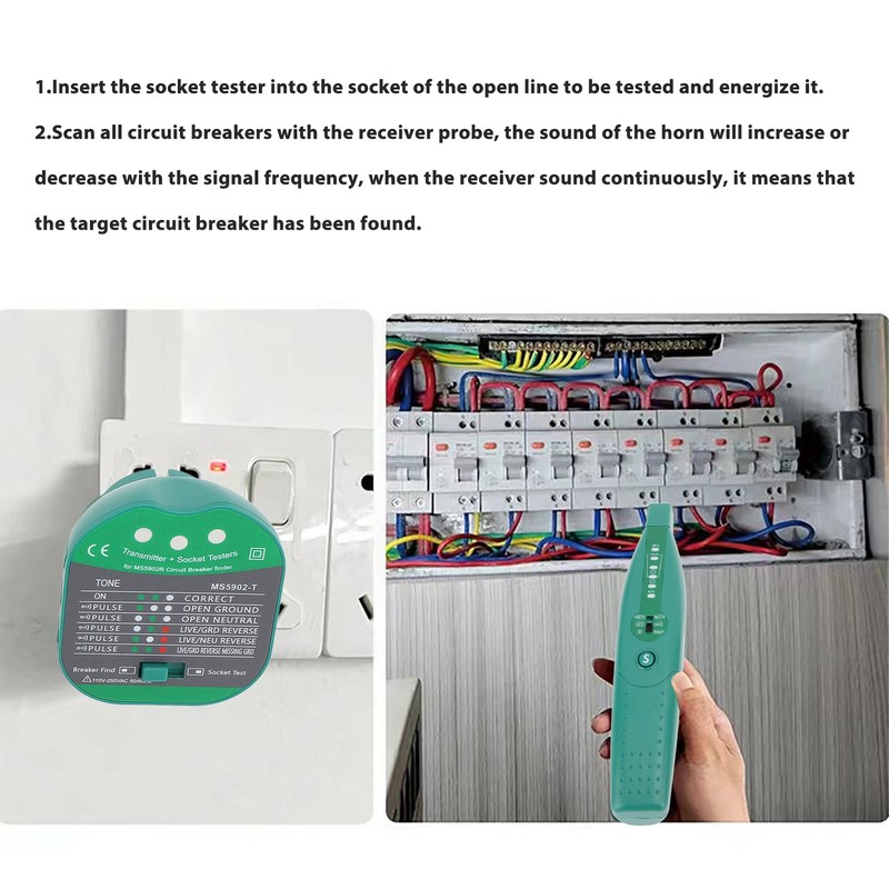 MS5902R Circuit Breaker Finder Multifunctional Fuse Socket Tester for Wall