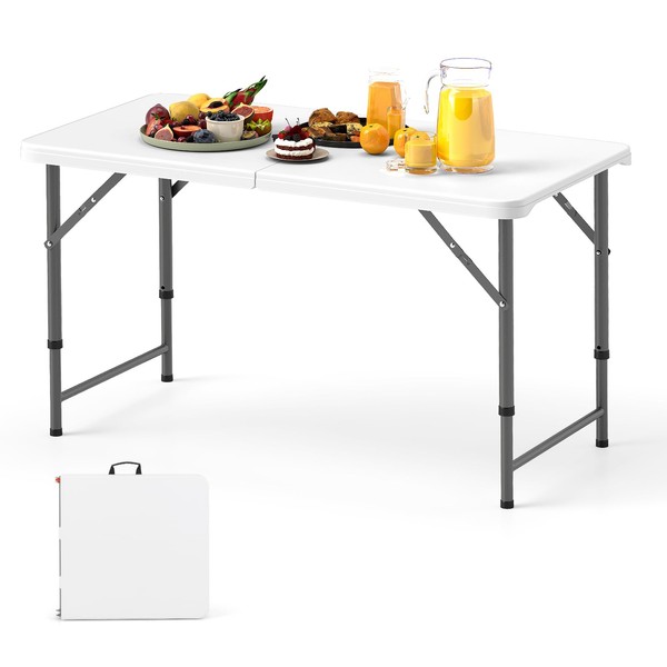 Giantex 48” x 24” Folding Table, HDPE Portable Fold-in-Half Table