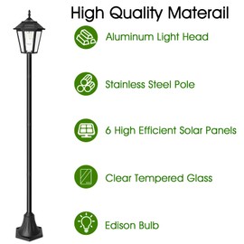 Eyrosa 66" Metal Solar Lamp Post Light 50 Lumens, 2 Pack Solar Pole Light Outdoor Waterproof, Post Lighting Outside for Porch Yard Driveway Garden Patio Decor