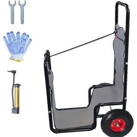 MiniTang Firewood Cart with Wheels - 300lbs Capacity Heavy Duty Steel Rolling Storage Mover with Bungee Cord - Log Carrier for Indoor/Outdoor Use