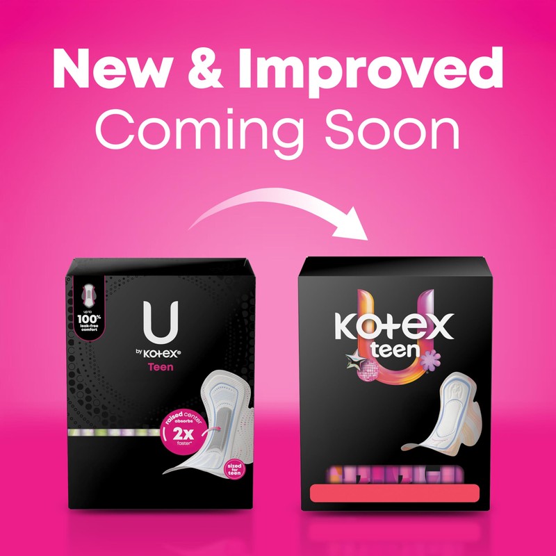 U by Kotex Balance Teen Ultra Thin Overnight Pads with
