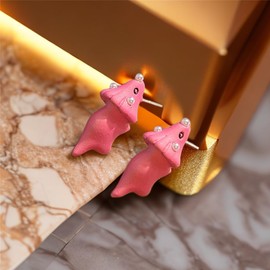 Cute Animal Bite Earring - Dinosaur Earrings for Women - Fashion 3D Polymer Clay - Easy Carrying and Collection - Small and Exquisite for Creatives Gifts Accessories (Triceratops)