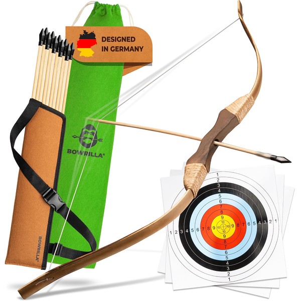 BOWRILLA® Children's Bow and Arrow Kit 8 LB | Children's Bow with 10 Arrows, Quiver and 3 Targets | Children's Bow Shooting Set with Storage Bag
