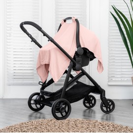 Muslin Cotton Baby Car Seat Cover, Universal Fit Carseat Canopy Covers for Babies, Girls and Boys by Comfy Cubs (Lace)