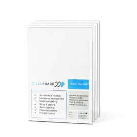 Cyanboard, Pack of 3 White Polystyrene Sheets A4 (297mm x 210mm) Plastic Card for Model Making and Model Making Thickness 1mm