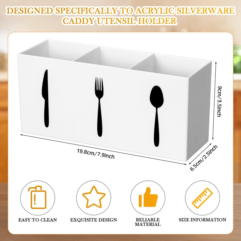 Suzile Acrylic Cutlery Storage Organizer Bin Silverware Caddy Countertop Knife