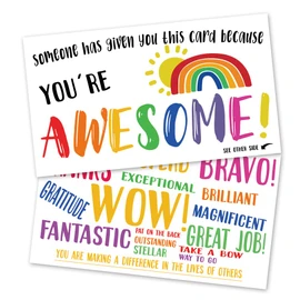 50 You Are Awesome Postcards (3.5" x 2"), Kudos Appreciation Mini Thank You Note Cards Medical Worker, Doctor, Nurse, Healthcare, Volunteer, Employee, Recognition and Thanks for Making a Difference