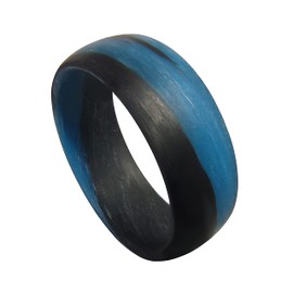 Carbon Fiber Blue Marble Glow Ring - Sizes 4-16 - Durable