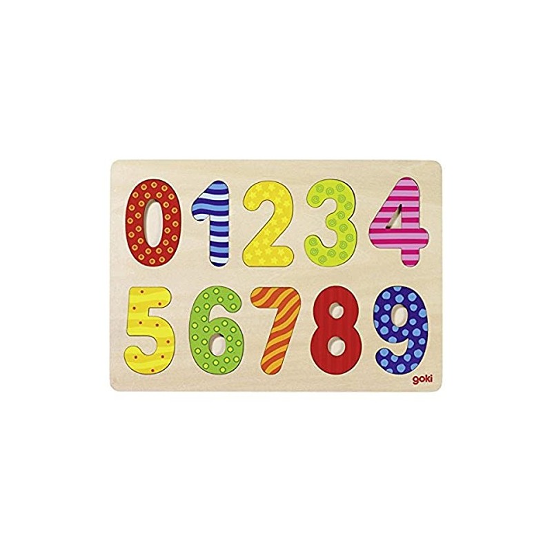 Goki 57574 Einlegepuzzle Zahlen 0-9, Meerkleuren