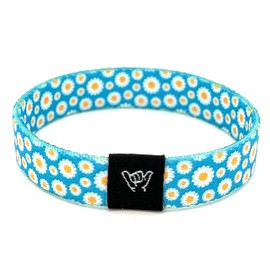 Hang Loose Bands - Coastal Surfer Beach Bracelet for Men, Women & Teens - Comfy Summer - Boho Reversible Wristband- Wild Daises | Extra Small: 5.5" length (for petites & kids)