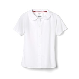 French Toast Girls Short Sleeve Peter Pan Collar (Standard & Plus) Blouse, White, 8'