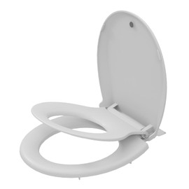 Toilet Seats Round, Toddler Potty Training Seat Built-In, Quiet-Close Lid, Safe PP Material, Easy Installation & Release with Hardware