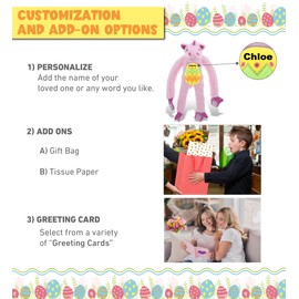 DolliBu Super Soft Long-Arm Hanging Unicorn with Yellow Easter Egg Plush - Perfect Stuffed Animals for Easter Basket, Cute Easter Egg Stuffed Animal Spring Toys for Girls, Boy, Baby - 21 Inches