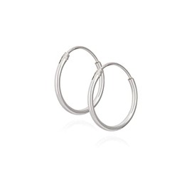NKlaus 14 mm 925 Sterling Silver Creole Earrings 5161, Sterling Silver