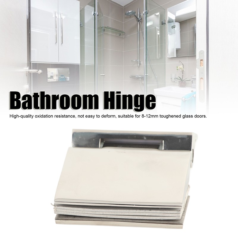 Curved Single‑Sided Hinge Stainless Steel Bathroom Hinge for Tempered 8‑12mm