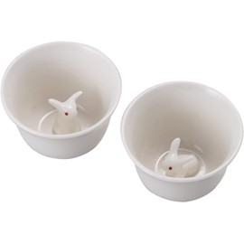 Guinomi Ochoko set of 2 Japanese Sake cup Mino yaki ware Cute Usagi Rabbit