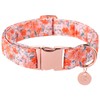 UP URARA PUP Dog Collar for Summer,Orange Flower Dog Collar,Cotton