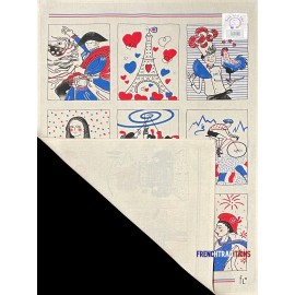WR French Cotton Kitchen Dish/Tea Towel - French Symbols - Made in France