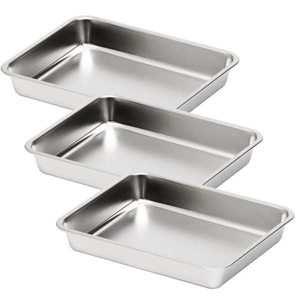 Set of 3 Stainless Steel Bats (15 Piece Size) Deep,