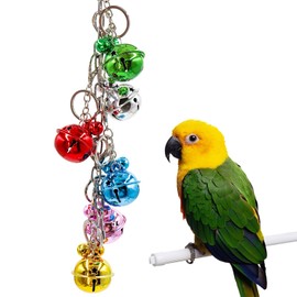 Oooct Bird Swing Bells Toys, Colorful Parrot Metal Bells, Hanging Bird Chewing Toys, Bird Cage Accessories, Suitable for Small to Medium Birds Budgie Lovebirds Conures Parakeets Cockatiels