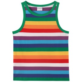 Spring&Gege Boys Striped Tank Tops Summer Sleeveless Cotton T Shirt, Rainbow Stripe, Size 9-10 Years