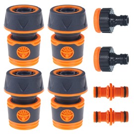 MOAZIFI Hose Connector 3/4 Inch, 8-Piece Premium Set, Coupling and Garden Hose Connection - High-Quality Hose Coupling for Garden Watering, Car Washing and Household Use, Robust Leak-Free
