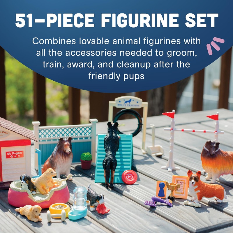 CP Toys Kids 51-Piece Dog Academy Playset with Plastic Toy