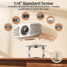Bettdow Projector Stand Carbon Steel with 1/4 inch Screw for Most Projectors,360° Rotating Base,Adjustable Stand with Easy Setup-White