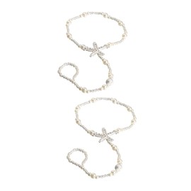 SHOWERORO Anklet Elastic Foot Chain Set Design Wedding Anklets Decorative for Bride's Footwear