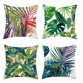 4PCS Decorative Throw Pillow Covers 18x18 Inch Square Cushion Covers Decoration Pillowcases Linen Cushion Case for Sofa Patio Living Room Couch Home