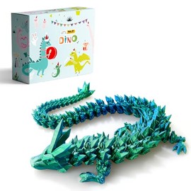 LEWELLRY 3D Printed Dragon Toys, 3D Printed Fidget Toys, Dragon Fidget Toy, Articulated Dragon, Home Office Decor Executive Desk Toys (Blue-Green)