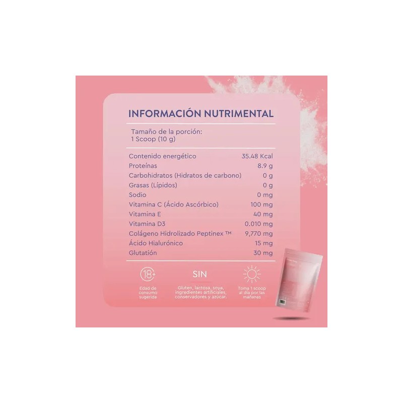 Peptidos De Colágeno Hidrolizado + Acido Hialurónico Sabor Sin sabor