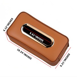 HOLDCY Car Tissue Holder - Universal Soft PU Leather Box with Quick-Release Clip for SUV/Truck/SUV, Extra Large Design Tissue Box Storage Fits Car Seat/Backrest/Center Console/Car Visor (Orange-Brown)