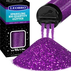 LEOBRO Purple Glitter, 150g/5.29oz Purple Fine Glitter, Craft Glitter for Resin, Crafts, Tumbler, DIY Party Decorations