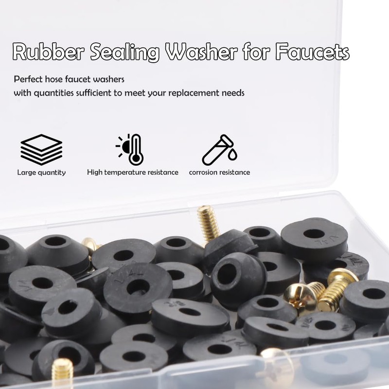 72 Pcs 10 Sizes Faucet Washers Assorted Kit, with Pleochroic