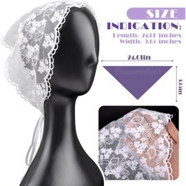 Framendino, Paquete De 3 Pañuelos Para El Pelo Con Encaje Floral, Diadema De Malla Triangular, Pañuelo Para La Cabeza Con Flores Para Peinado Universal Blanco 1 Unidad (Paquete De 3)
