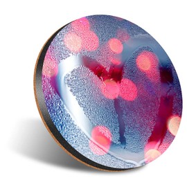 1 x Round Jumbo Size Coaster 12cm Love Heart Rain Window Lights Cork Backed MDF Glossy Tea Coffee Accessory #53047