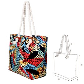 DonDon Women's XXL Beach Bag with Zip Large, Colourful world, Beach bag