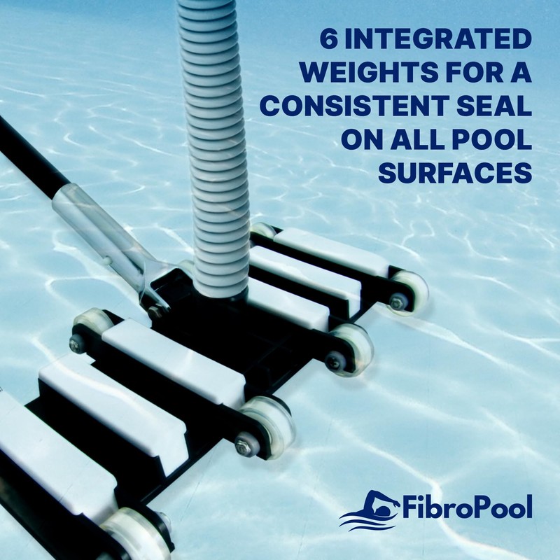 FibroPool Professional-Grade Flexible Pool Vacuum Head - Extra-Wide, Weighted Design