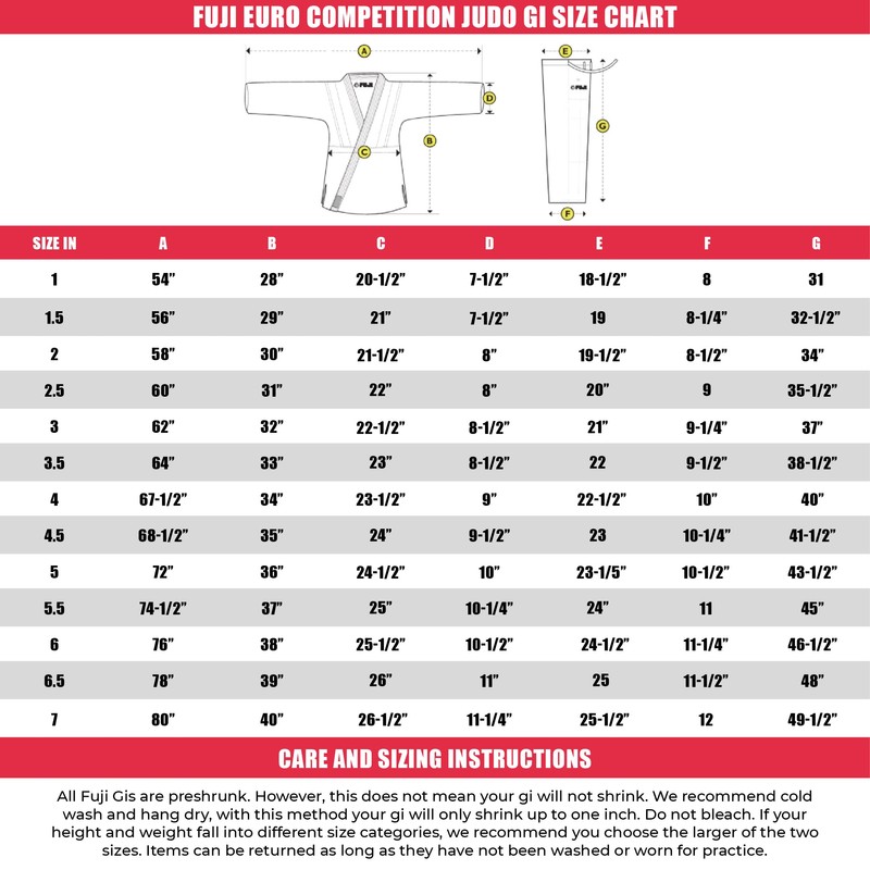 FUJI Euro Competition Judo Gi for Men and Women (Belt