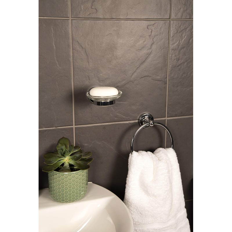 Croydex QM461541 Glue-Fix Worcester Towel Ring, Easy Fit No Drilling