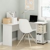 Furinno Abbott L-Shape Computer Desk with Stainless Steel Tubes Bookshelf,