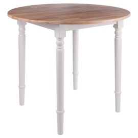 Winsome Sorella Round Double Drop Leaf Dining Table, for Dining Room, 30", Natural & White