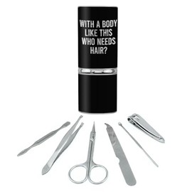 GRAPHICS & MORE Who Needs Hair Stainless Steel Manicure Pedicure Grooming Beauty Care Travel Kit
