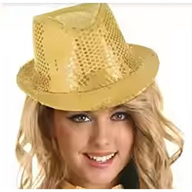 FASHIONISM Mens Trilby Hat Sequin Fedora Hat 1920's Gangster Fancy Dress Hat Unisex Sequin Hi Hop Hat Gold