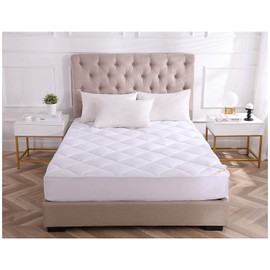 KASENTEX Deluxe Quilted Fitted Twin Mattress Pad - 13 Inch Deep Pockets - Brushed Microfiber - Down Alternative Fill, Cozy Breathable & Ultra Soft