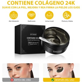120Pcs Bolsas y Ojeras Parches de Ojo, Colageno Parches Contorno de Ojos, Patas de Gallo e Hinchazón, Secos y Líneas Finas, Hidratante Contorno de Ojo Antiarrugas Negro